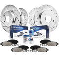 Detroit Axle - Brake Kit for 2003-2007 Jeep Liberty Drilled & Slotted Brake Rotors and Ceramic Brakes Pads 2004 2005 2006 Front